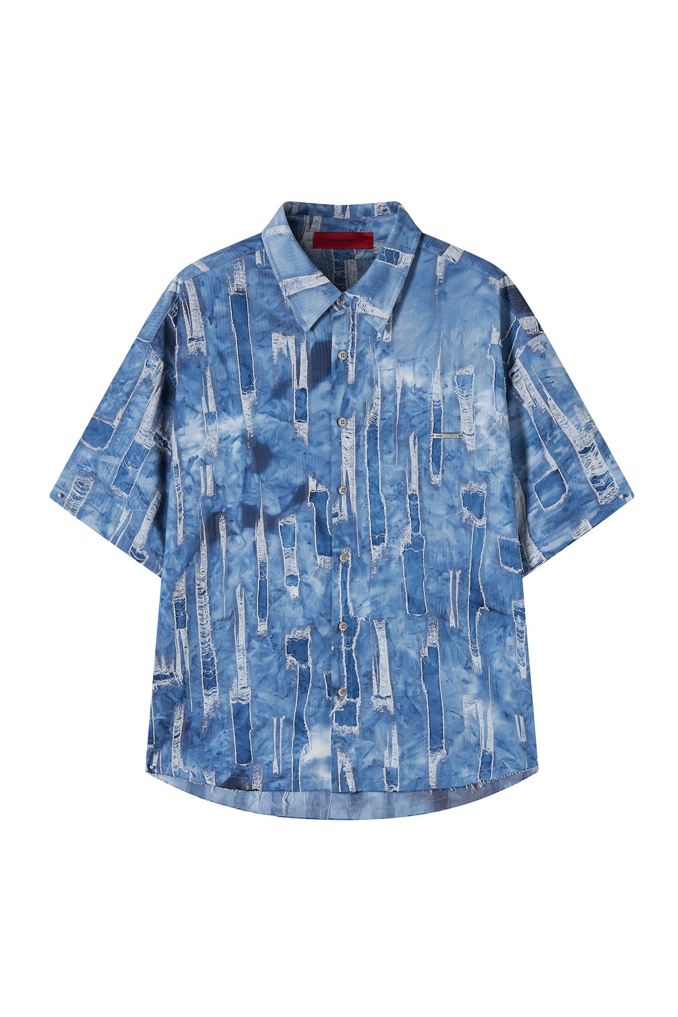 PATCH WORK DENIM SHIRT BLUE Acupuncture