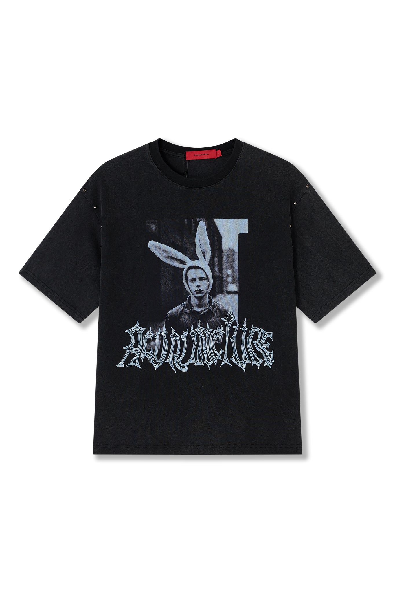 RABBIT T - SHIRT WASHED BLACK Acupuncture