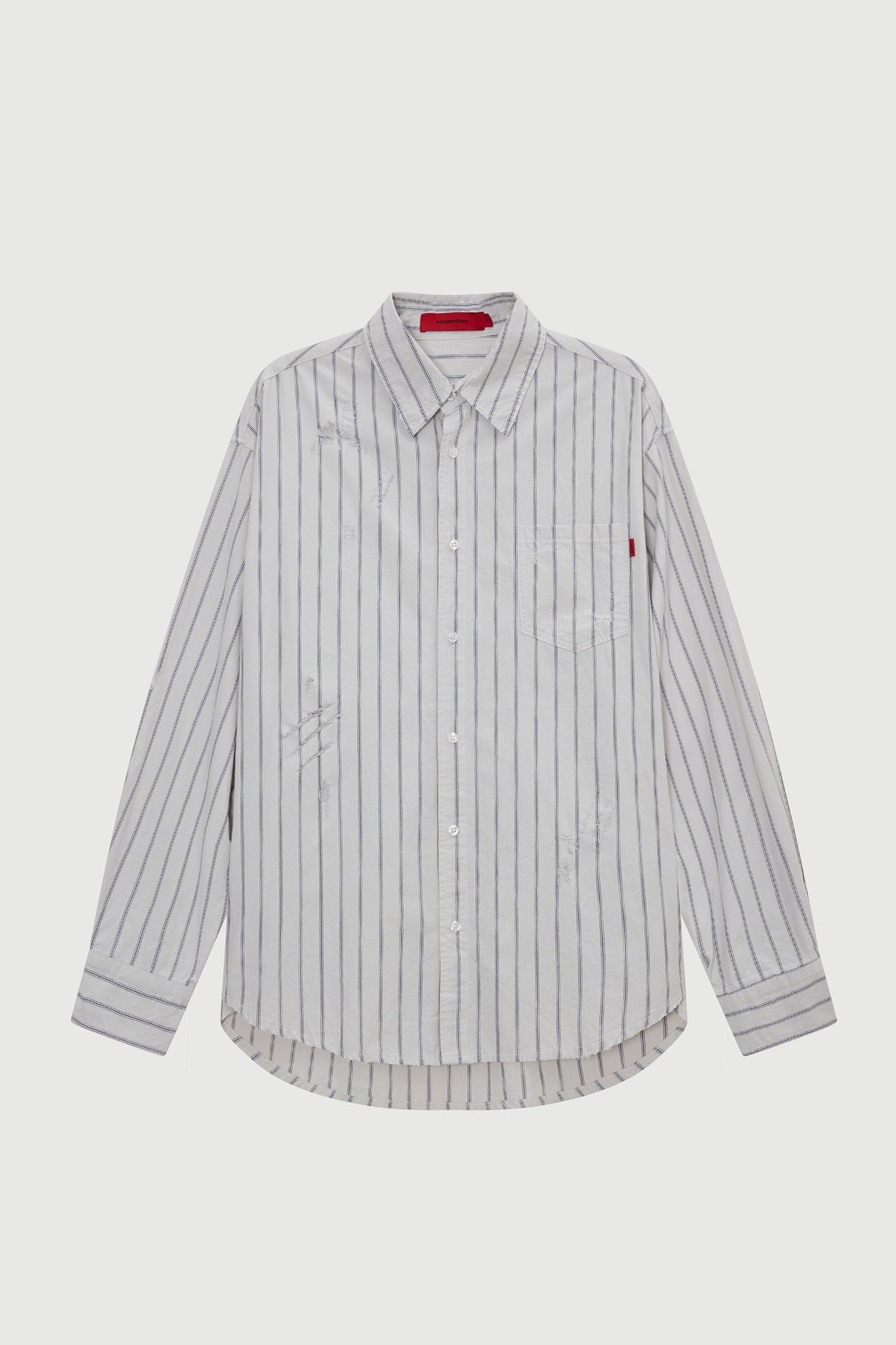 BROKEN STRIPES SHIRT EGG WHITE BLUE Acupuncture