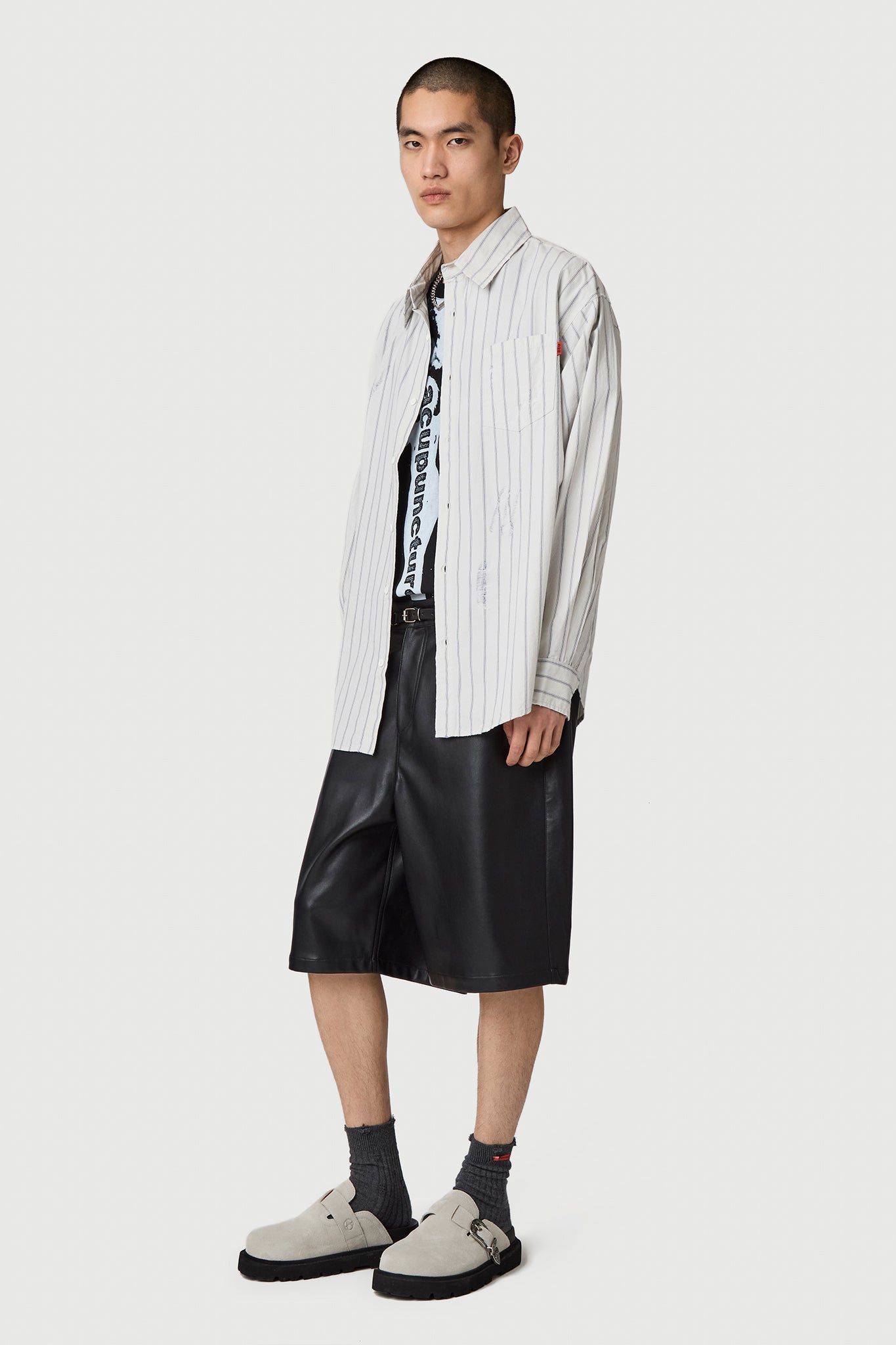 BROKEN STRIPES SHIRT EGG WHITE BLUE Acupuncture