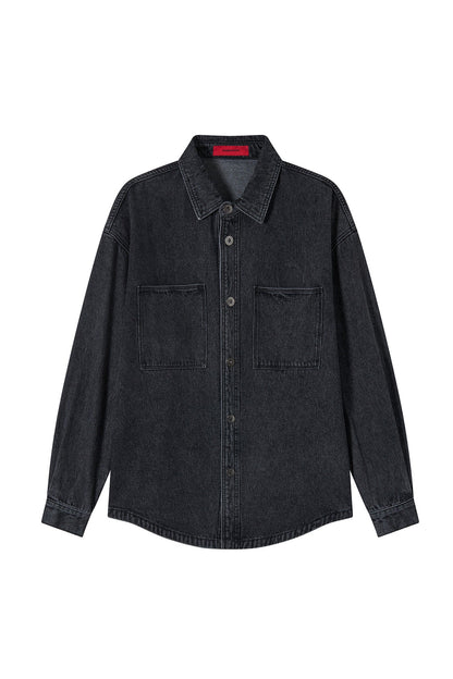 BUTTONDOWN DENIM JACKET BLACK Acupuncture