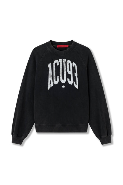 COLLEGE '93 CREWNECK WASHED BLACK Acupuncture