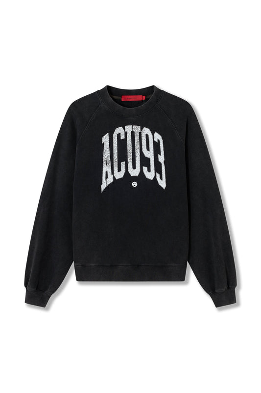 COLLEGE '93 CREWNECK WASHED BLACK Acupuncture