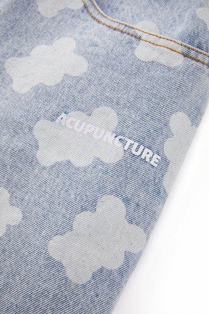 FLAKES DENIM SHORTS LIGHT BLUE Acupuncture