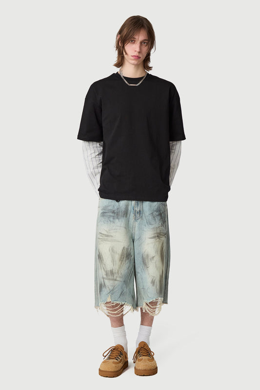 LAYERED LONGSLEEVE TYPE 2 WASHED BLACK Acupuncture