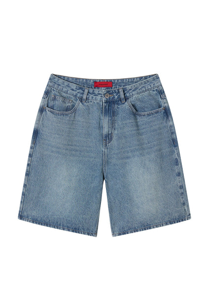 LOOSE DENIM SHORTS BLUE Acupuncture