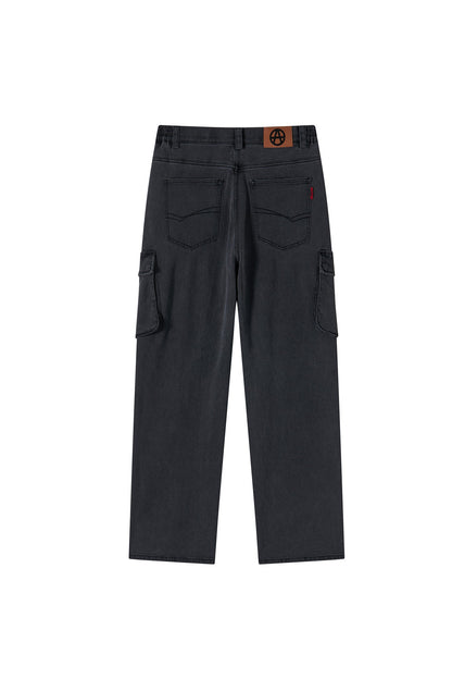 LOOSE STRAIGHT DENIM PANTS DARK BLUE Acupuncture