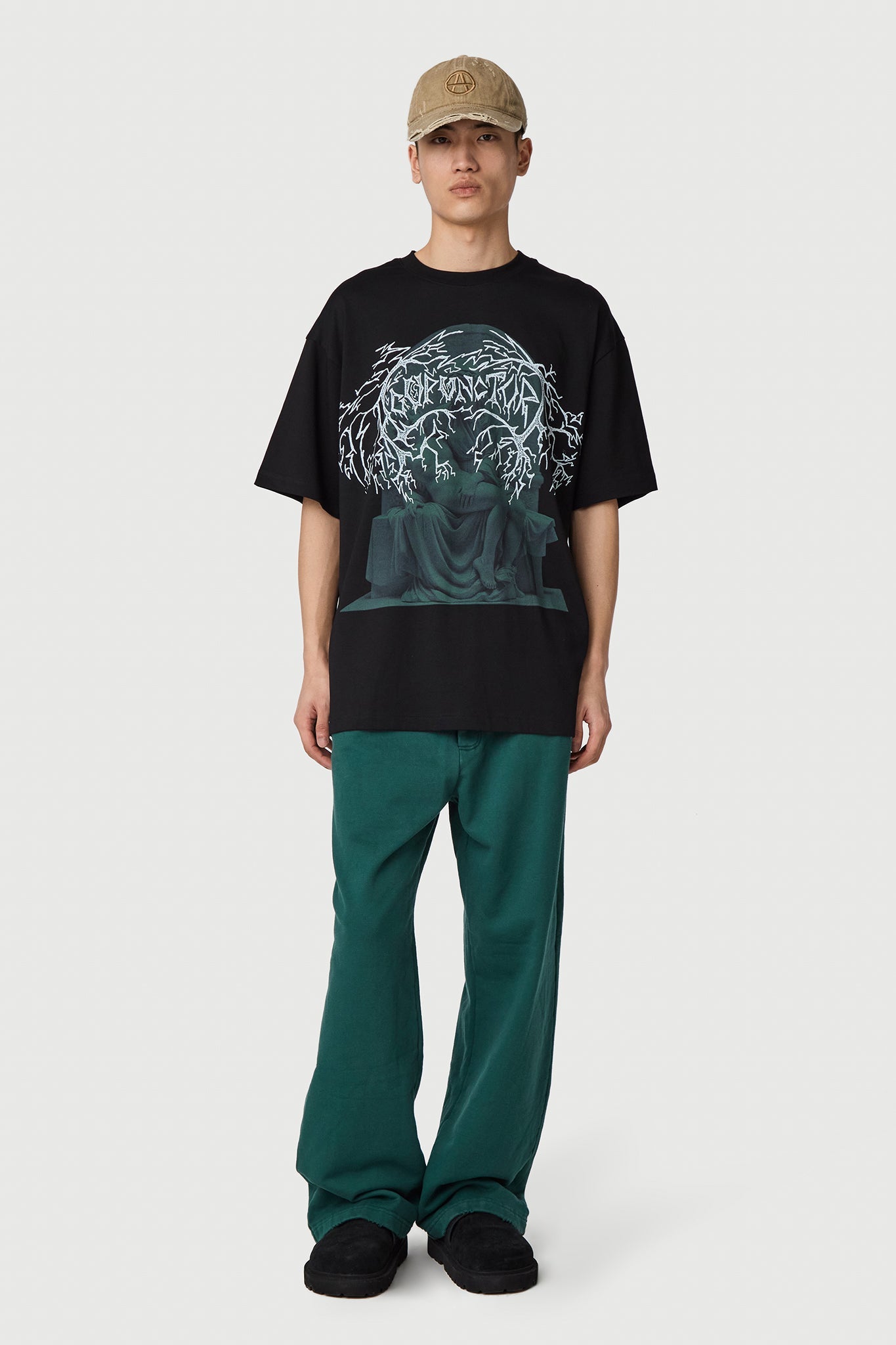 NIGHT FACES T - SHIRT WASHED BLACK Acupuncture