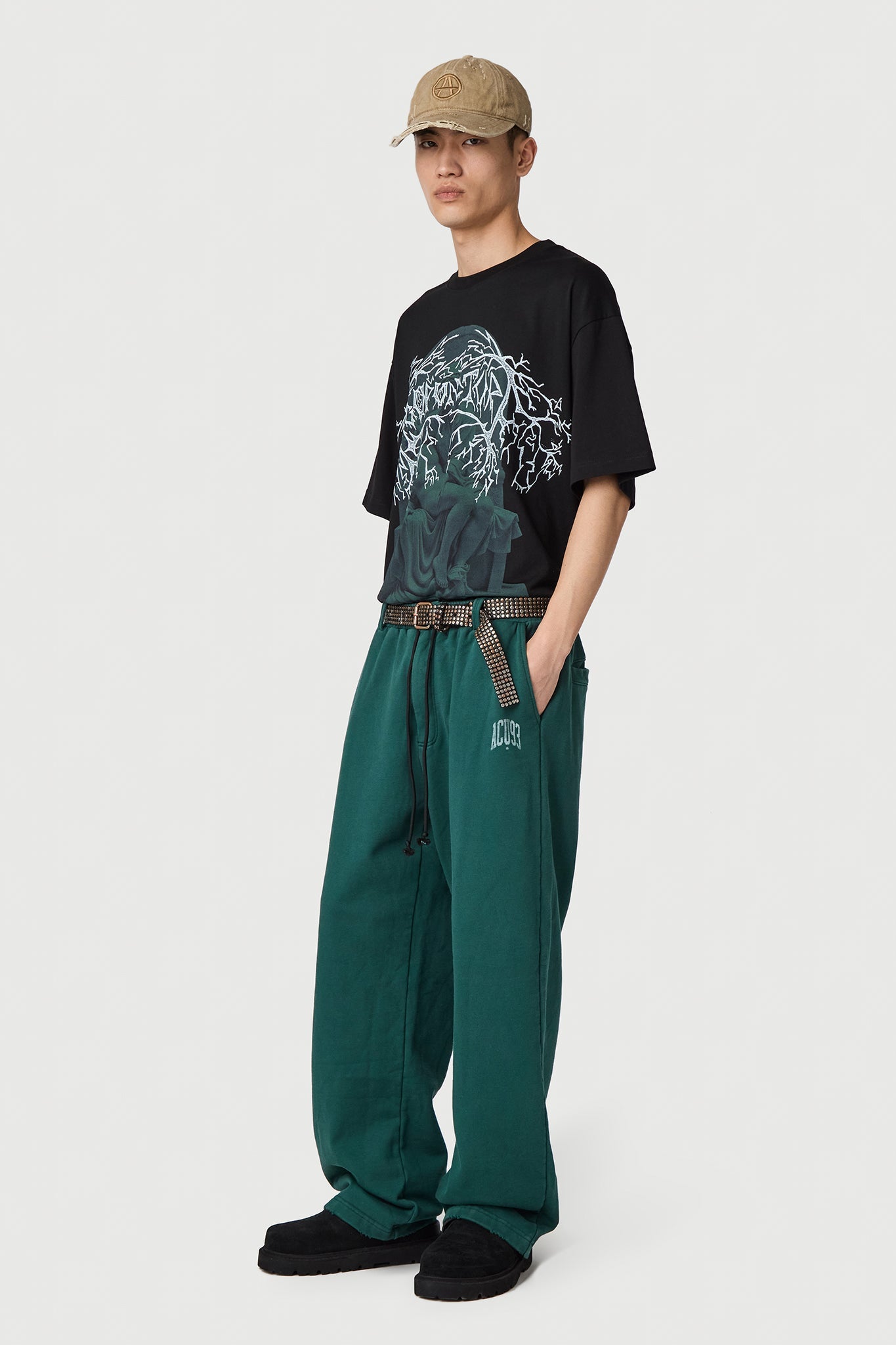 NIGHT FACES T - SHIRT WASHED BLACK Acupuncture