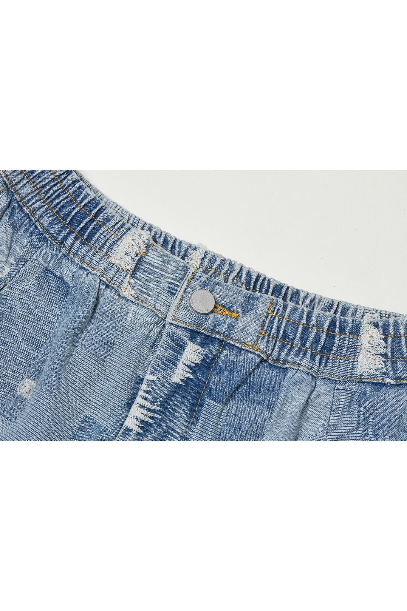 PATCH WORK DENIM SHORT BLUE Acupuncture