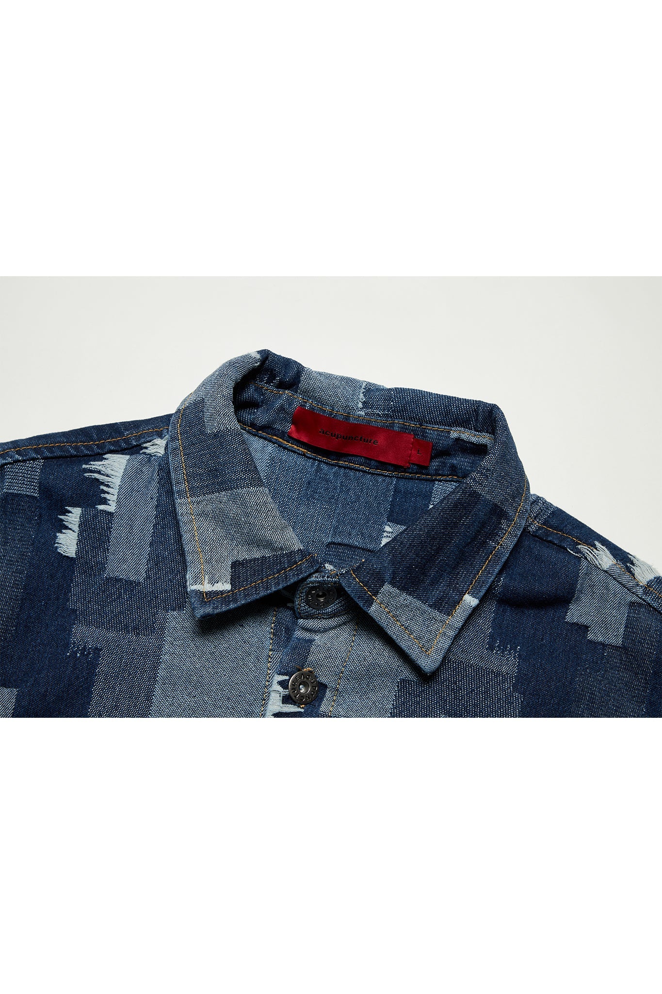 PATCH WORK SHACKET BLUE Acupuncture