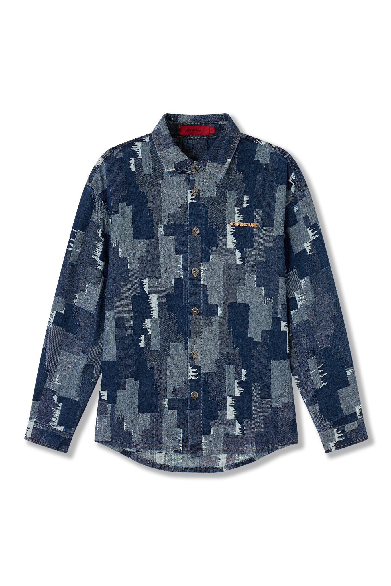 PATCH WORK SHACKET BLUE Acupuncture