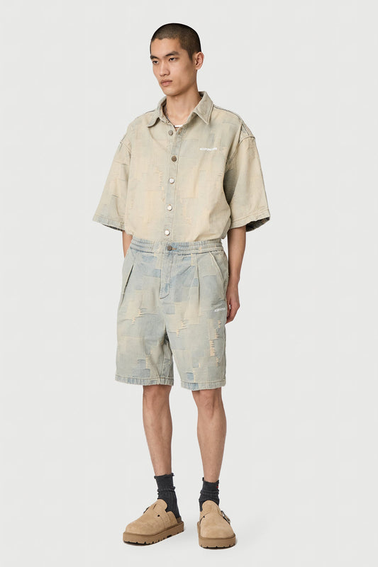 PATCH WORK SHIRT RUSTY BLUE Acupuncture