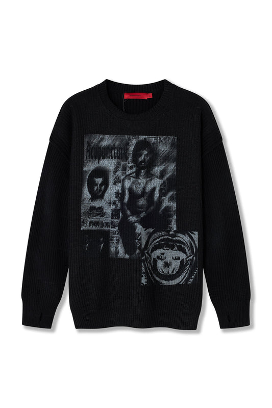 PUNKER SWEATER WASHED BLACK Acupuncture