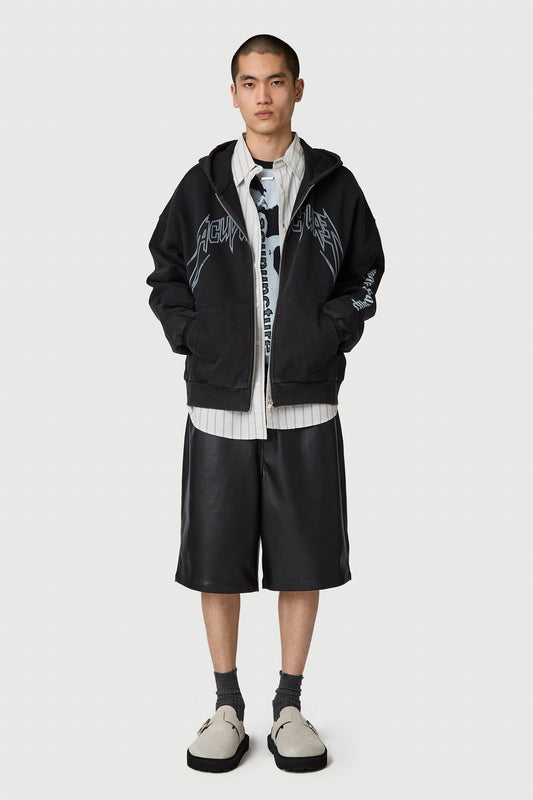 PUNKER ZIP HOODIE 2 WASHED BLACK Acupuncture