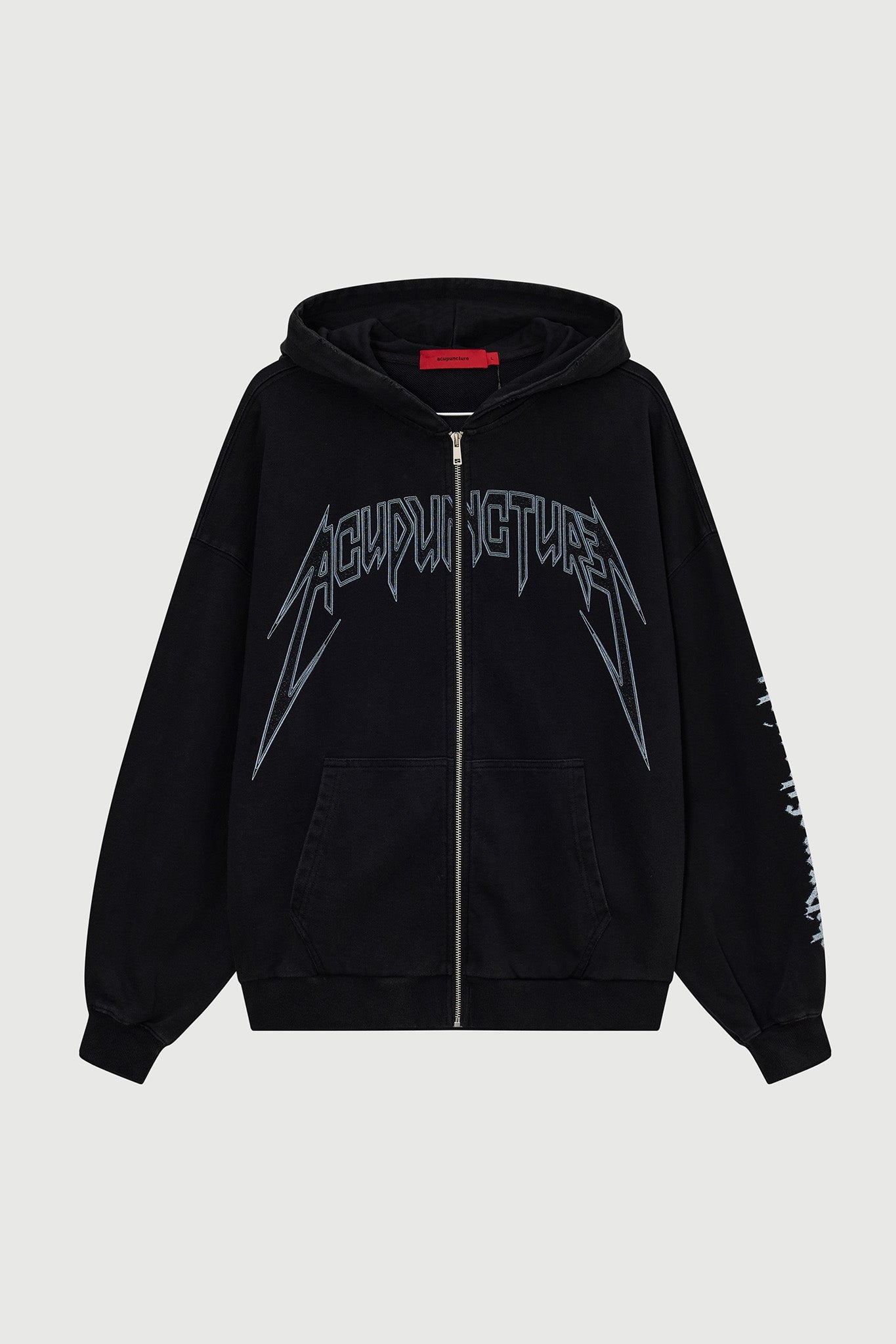 PUNKER ZIP HOODIE 2 WASHED BLACK Acupuncture
