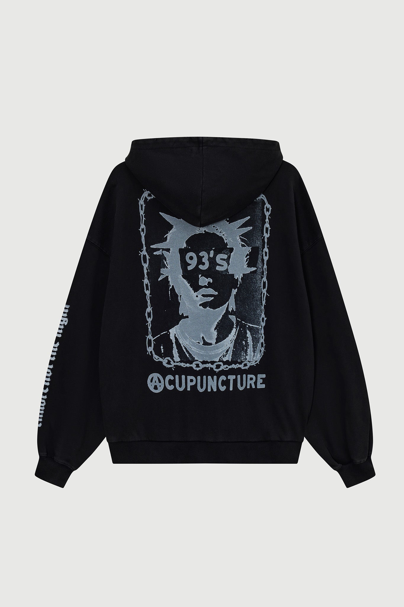 PUNKER ZIP HOODIE 2 WASHED BLACK Acupuncture