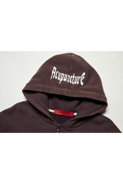 PUNKER ZIP HOODIE POMACE RED Acupuncture