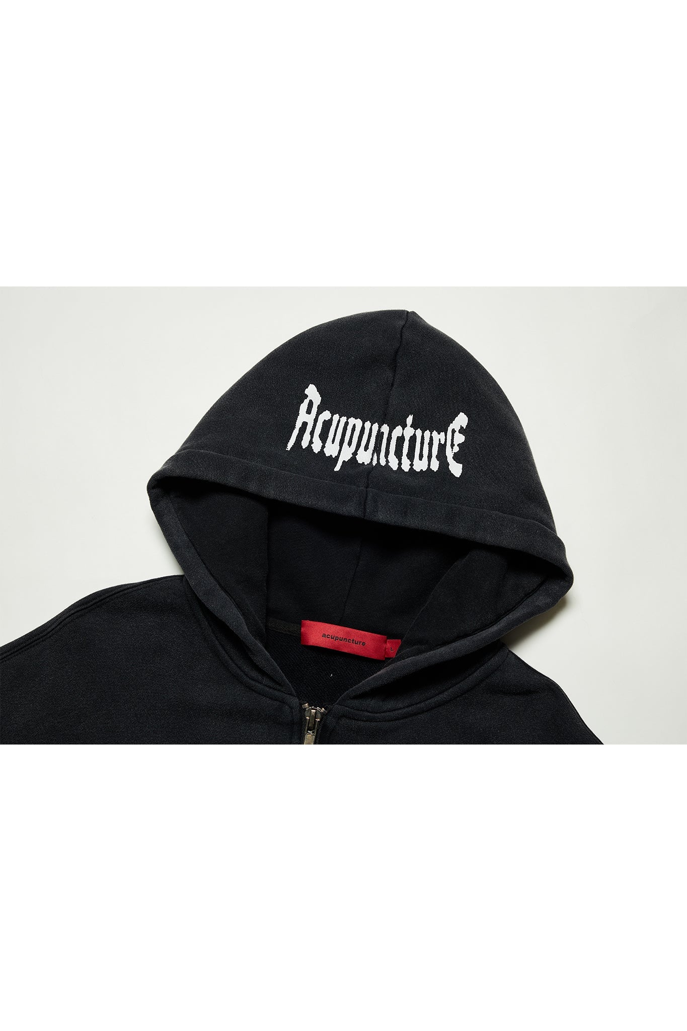 PUNKER ZIP HOODIE WASHED BLACK Acupuncture