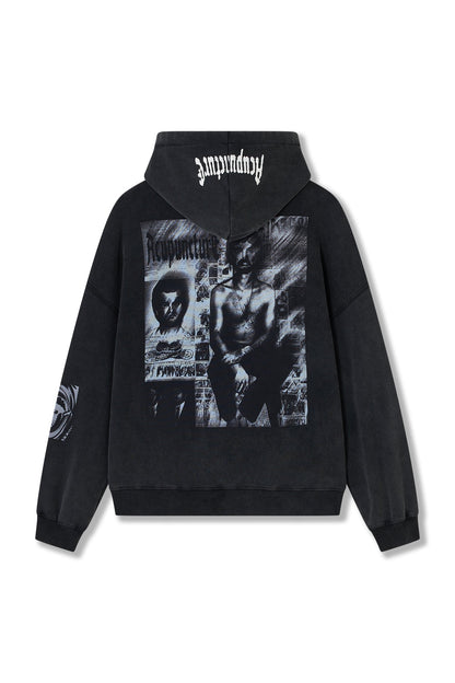 PUNKER ZIP HOODIE WASHED BLACK Acupuncture