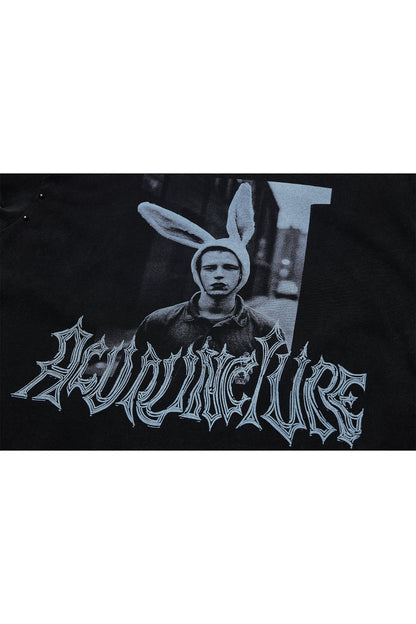RABBIT T - SHIRT WASHED BLACK Acupuncture