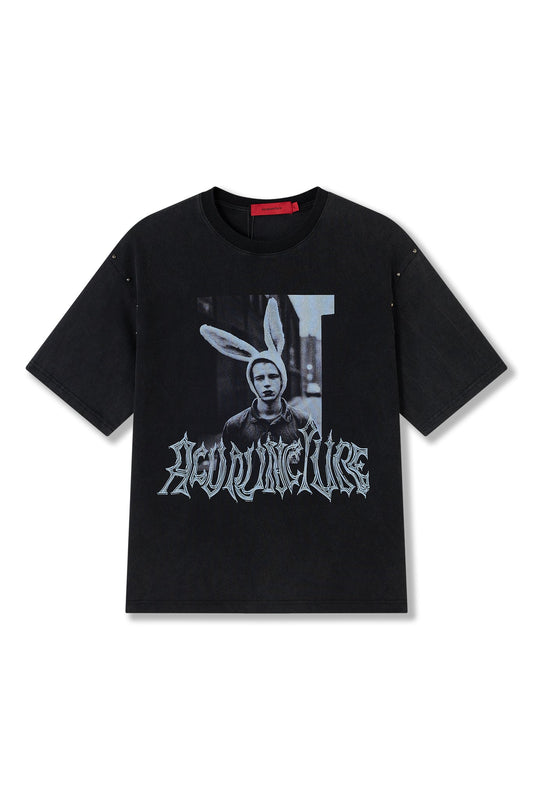 RABBIT T - SHIRT WASHED BLACK Acupuncture