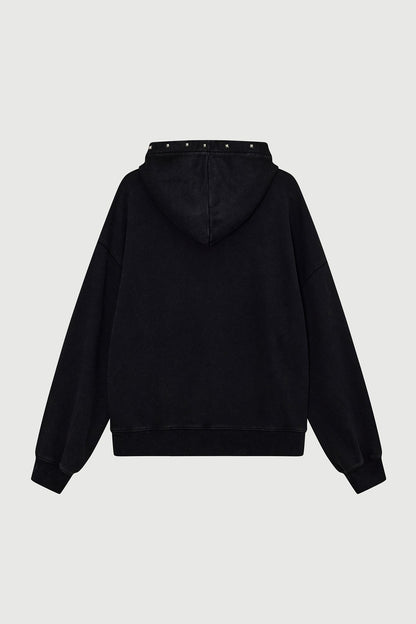 STUDDED ANARCHY HOODIE WASHED BLACK Acupuncture