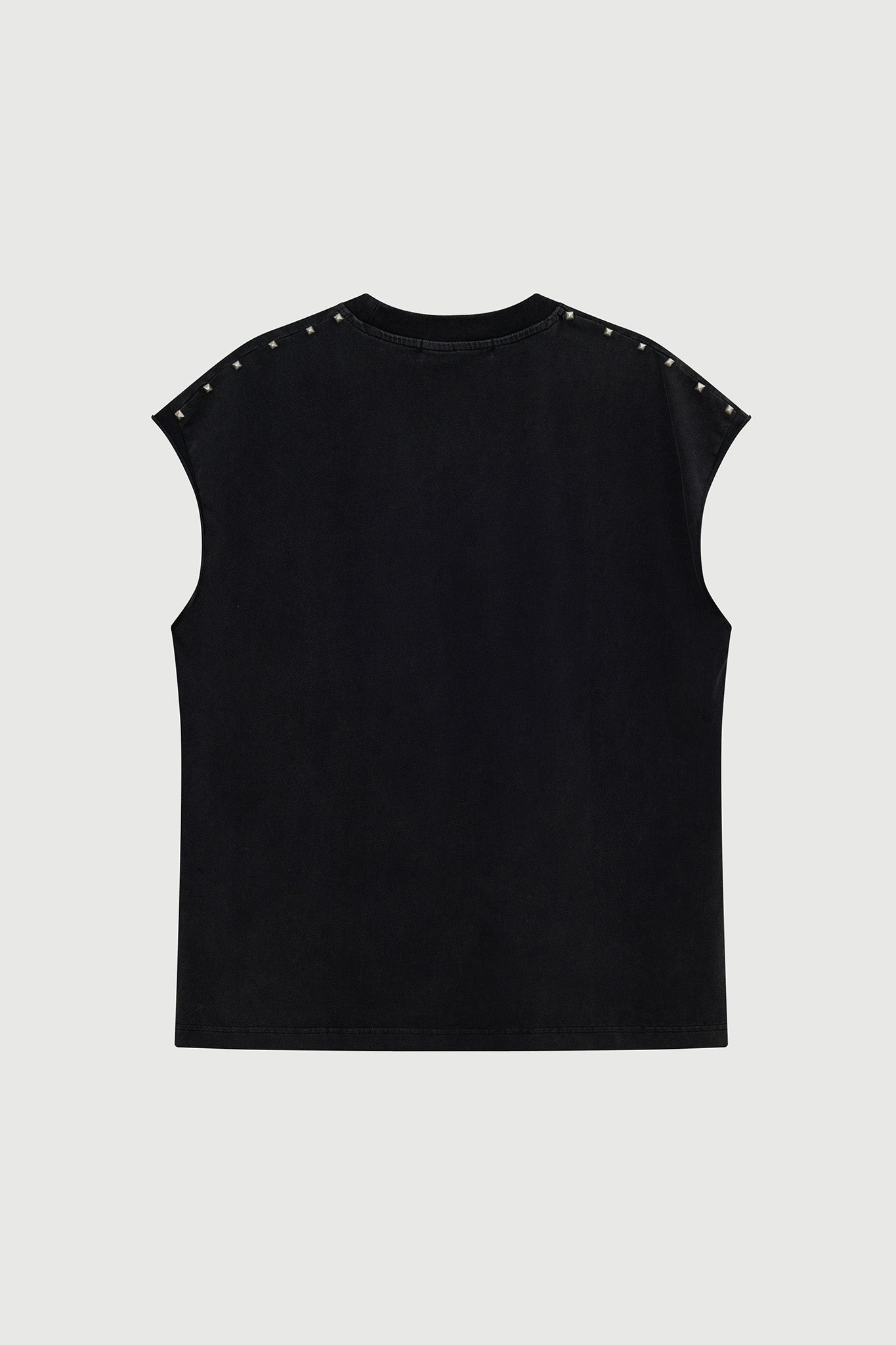 STUDDED METAL SLEEVELESS WASHED BLACK Acupuncture