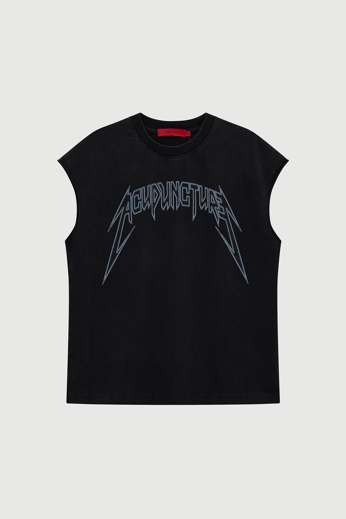 STUDDED METAL SLEEVELESS WASHED BLACK Acupuncture