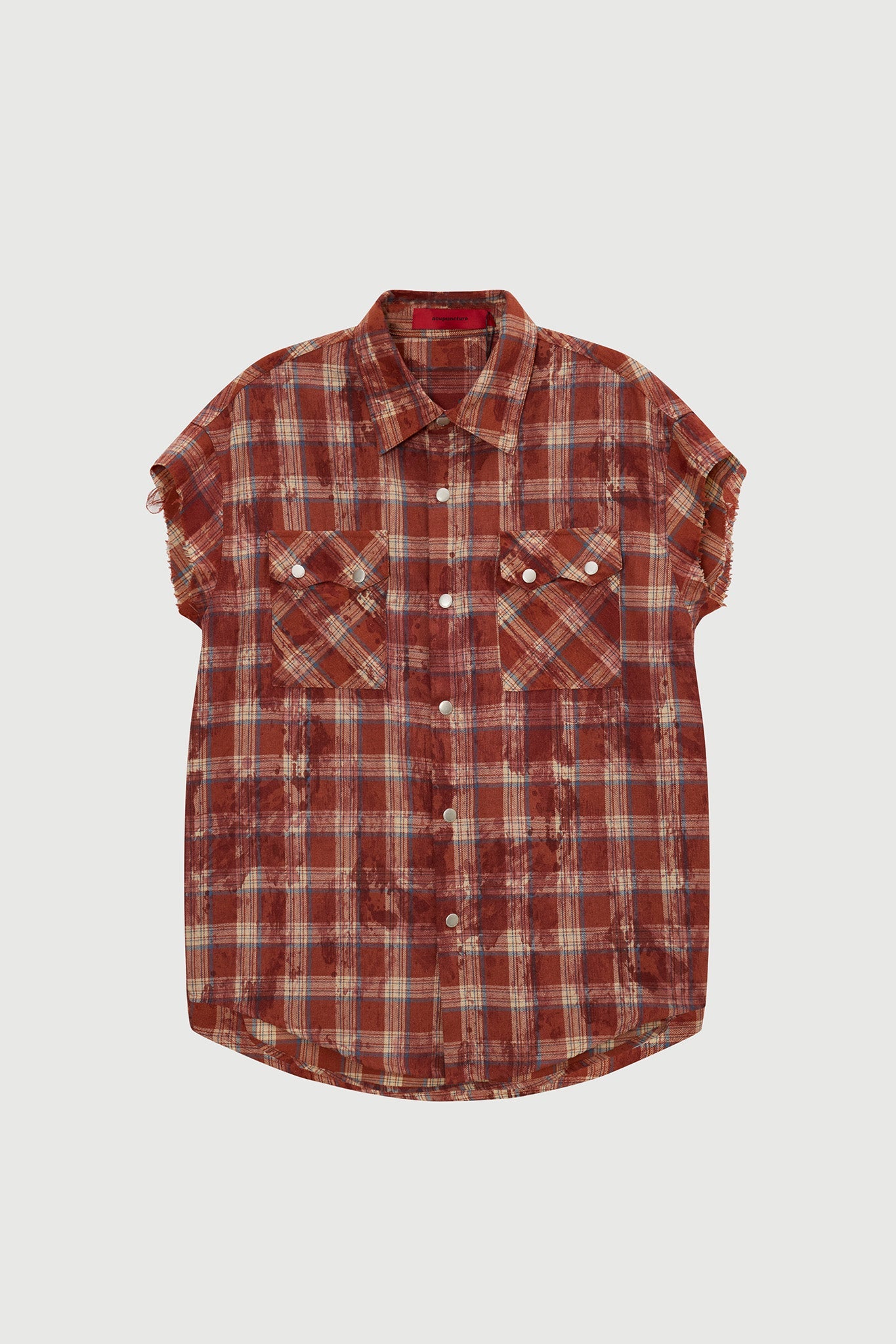 TEXAS SLEEVELESS SHIRT CHECK RED Acupuncture