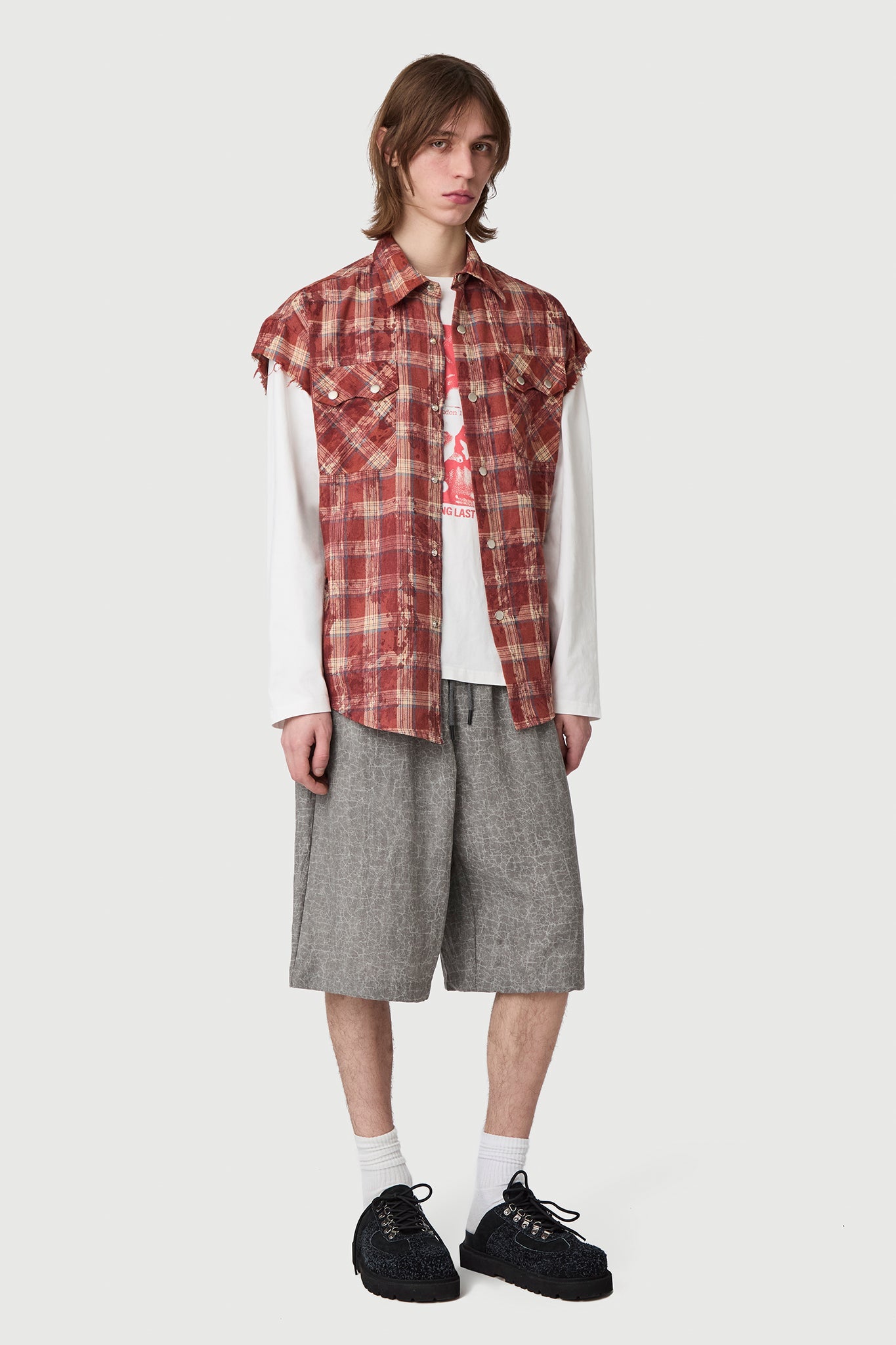 TEXAS SLEEVELESS SHIRT CHECK RED Acupuncture