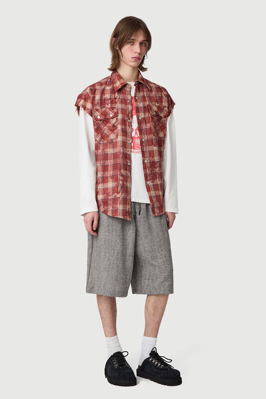 TEXAS SLEEVELESS SHIRT CHECK RED Acupuncture