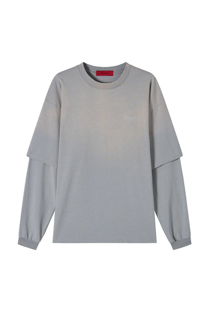 TIE DYE LS T - SHIRT LIGHT GREY Acupuncture