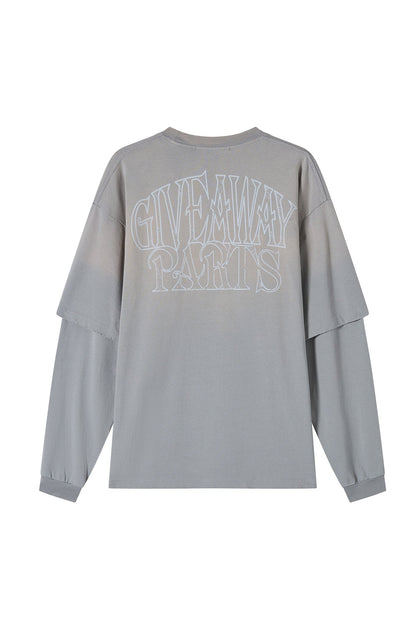 TIE DYE LS T - SHIRT LIGHT GREY Acupuncture