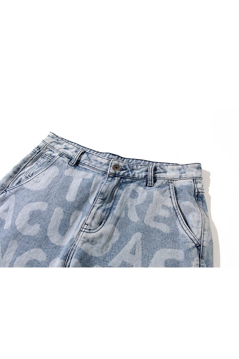 ALL-OVER BLUE DENIM SHORTS Acupuncture
