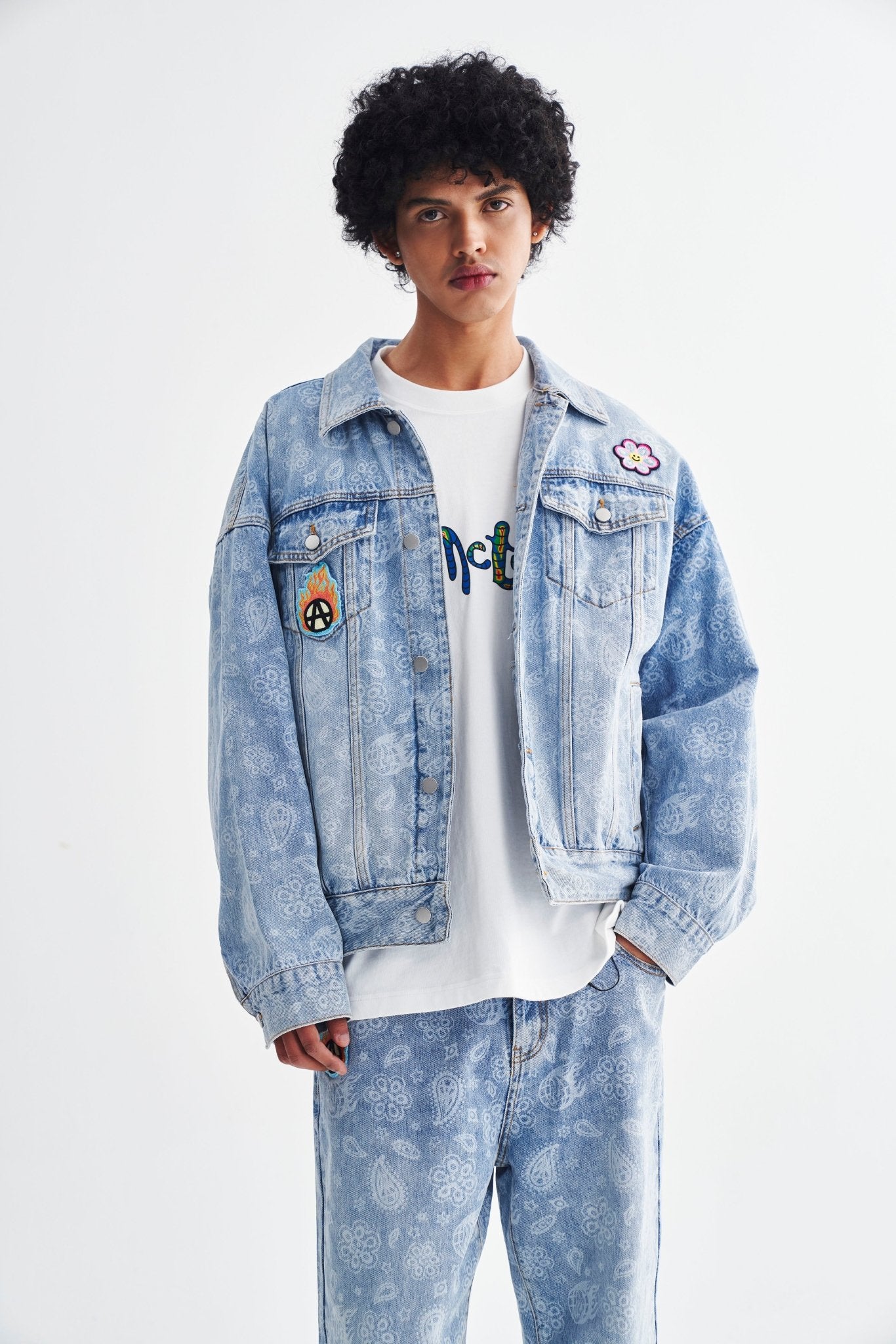FLOWER BLUE DENIM JACKET Acupuncture