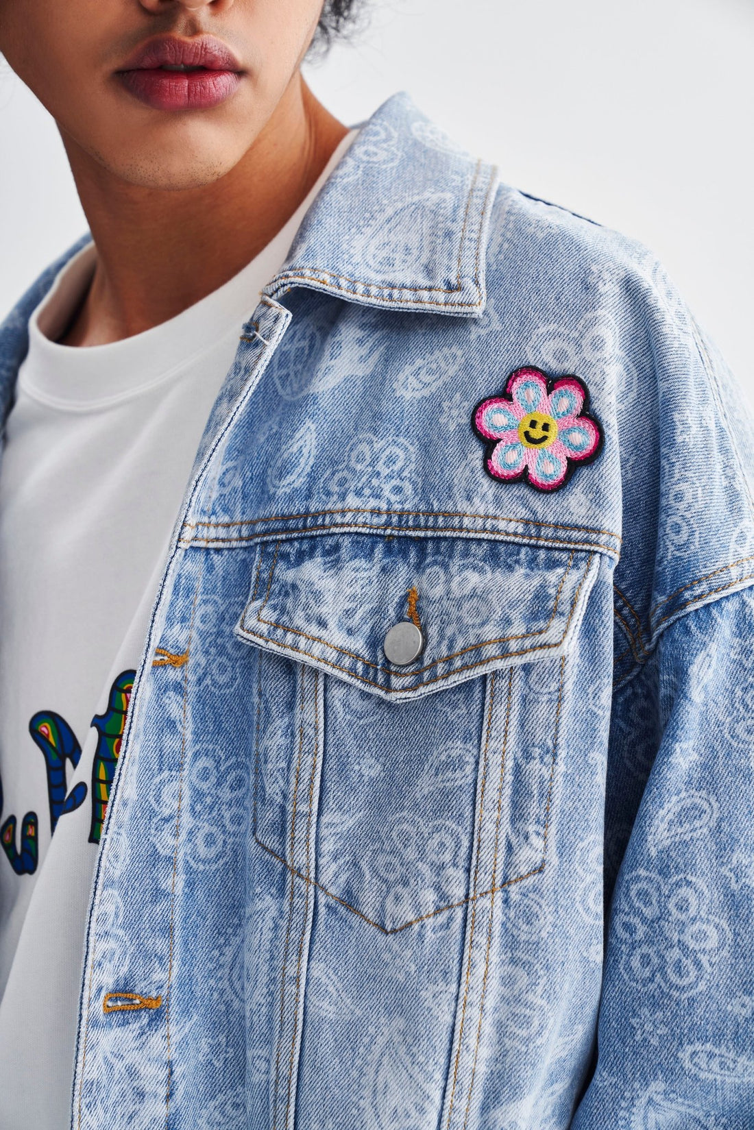 FLOWER BLUE DENIM JACKET Acupuncture