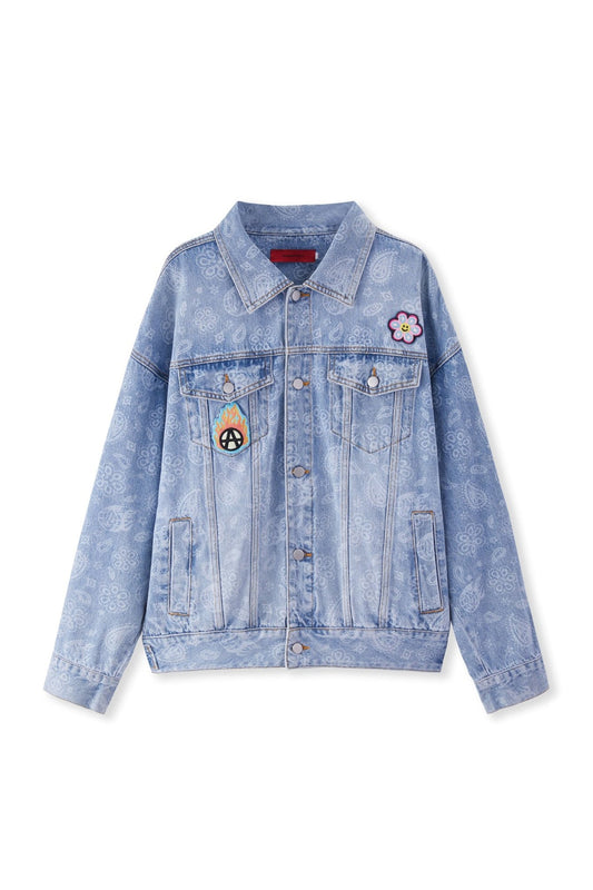FLOWER DENIM JACKET BLUE Acupuncture