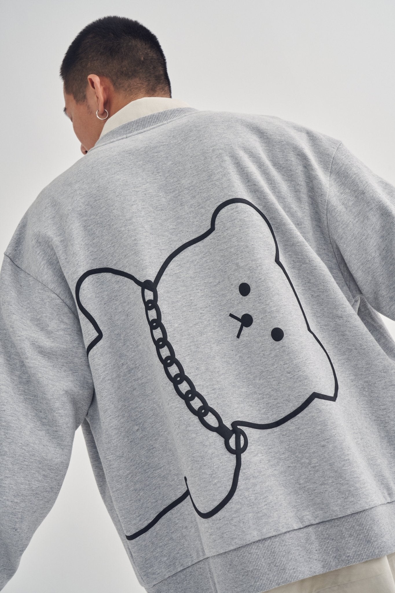 SKETCHY BEAR CARDIGAN GREY Acupuncture
