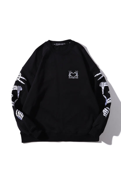 SKULL HEART CREWNECK BLACK Acupuncture