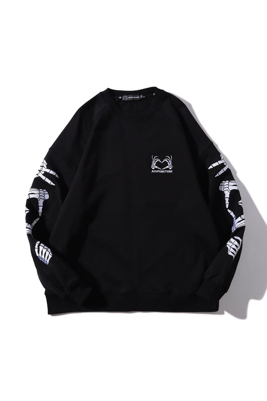 SKULL HEART CREWNECK BLACK Acupuncture